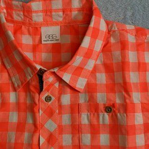 Egg Collective Orange White Gingham Button-up Top 4
